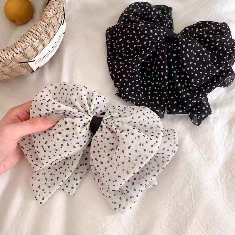 Atmospheric Black Polka Dot Snowflake Bow Hairpin for Women 2025 New Style Hairpin on the Back of the Head Shark Clip Hair Accessory Atmospheric Black Polka Dot Snowflake Bow Hairpin for Women 2025 New Style Hairpin on the Back of the Head Shark Clip Hair Accessory