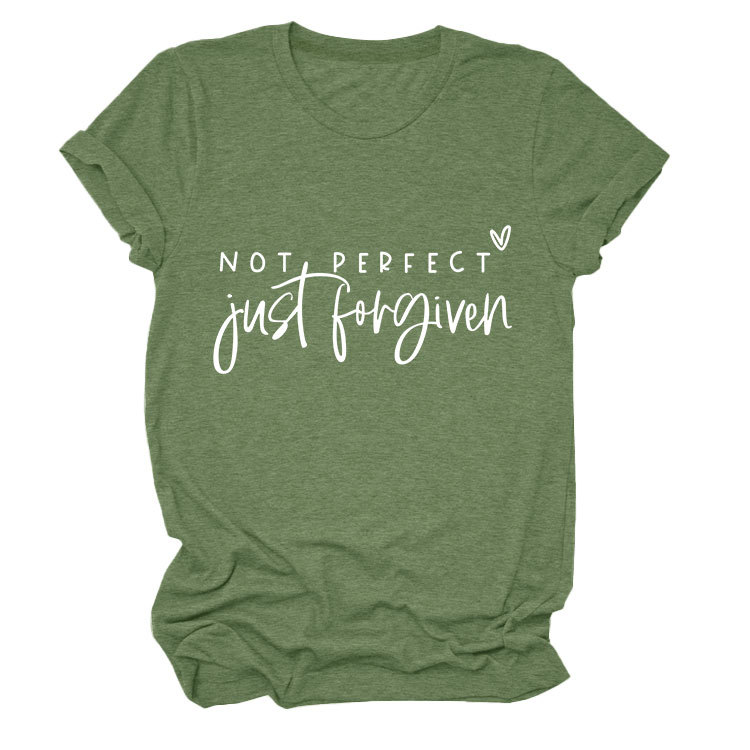 No es perfecto sólo perdonado estación independiente Comercio exterior moda casual carta suelta Camiseta de manga corta Mujer