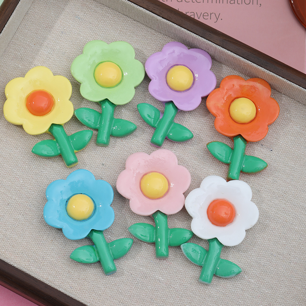 Nuevos accesorios tridimensionales de resina de tulipán grande DIY accesorios de cabello de girasol llavero parche de resina