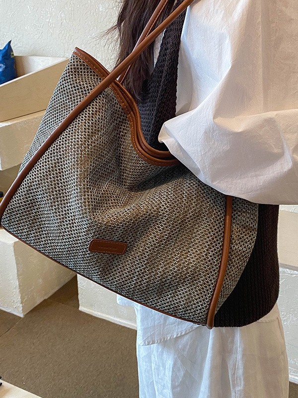 Bolsa de tejido de gran capacidad para mujeres 2026 nueva moda de vacaciones de playa bolsas de brazo de viaje ocio bolsas de hombro image 4