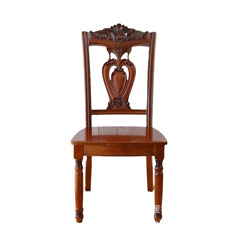 Simple solid wood chair antique wood cushion chair hotel restaurant…