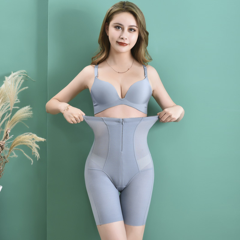 High waist hip lifting belly shaping pants postpartum recovery shaping pants zipper breasted shaping pants body shaping seamless corset pants boxer