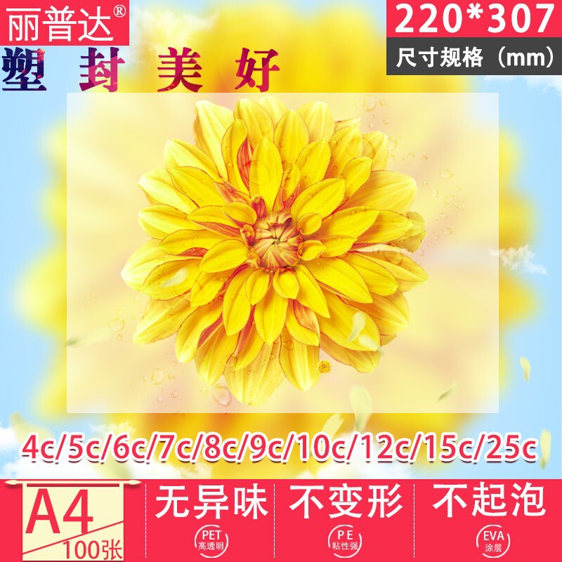 Wholesale A4 Exquisite Plastic Sealing Film 7C9C12.5C 3inch Transparent Card Film Classy Photo Film Plant Specimen Plastic Sealing