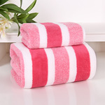 跨境定制经编珊瑚绒浴巾裹巾加厚加大吸水洗脸宽条纹毛巾可贴标签