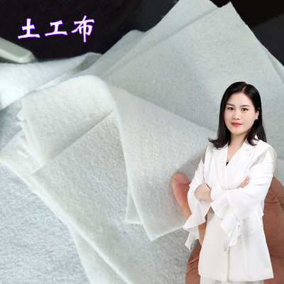 白色土工布防尘渗水土工布工程垫层涤纶公路养护200g土工布