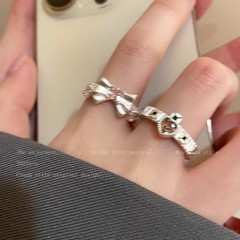 Matte Bow-Knot Heart Ring for Women | Autumn/Winter Collection | Chic, Niche Design | Fingersize Ring for Stylish & Edgy Besties