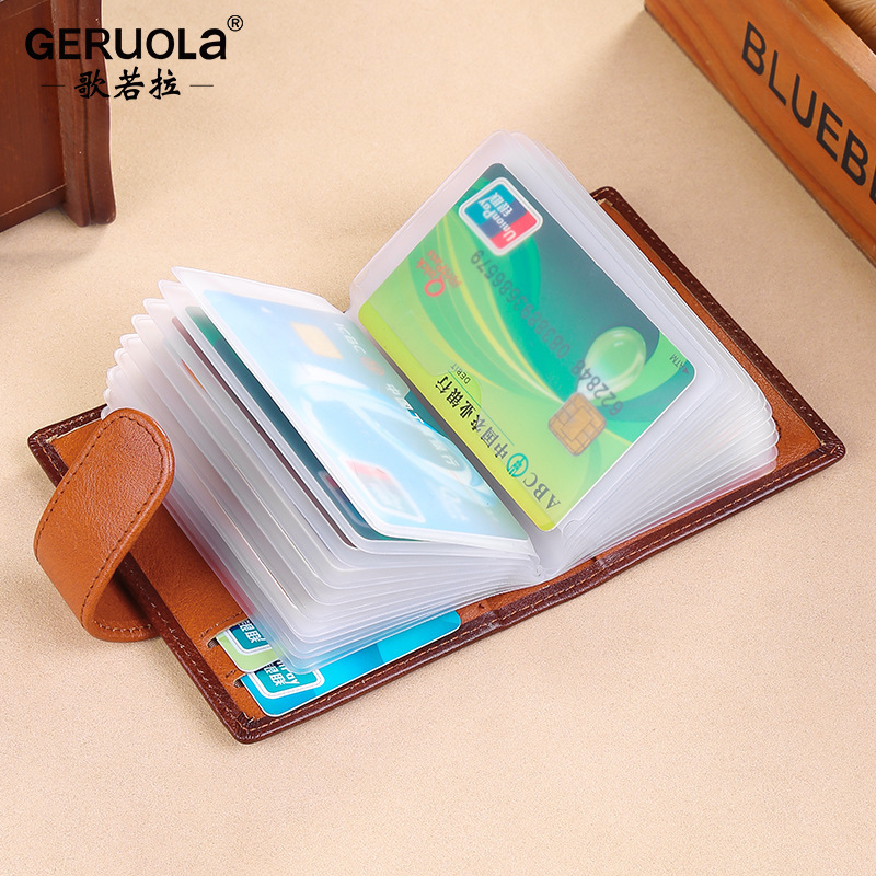 Paquete de tarjetas para hombres de gran capacidad, posición de múltiples tarjetas, antidesmagnetización 2025 nuevo conjunto de tarjetas de cuero de licencia de conducir transparente compacto para mujeres