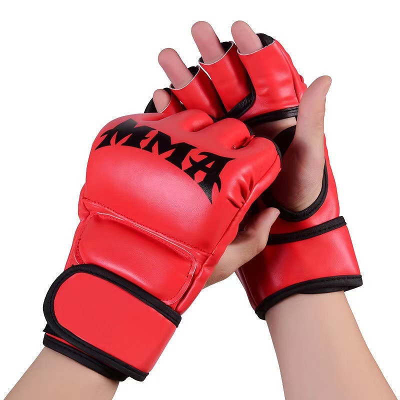 ボクシンググローブハーフフィンガーMMAボクシンググローブサンダ肥厚大人用グローブサンドベルトサンドバッグファイティングファイティンググローブ|undefined