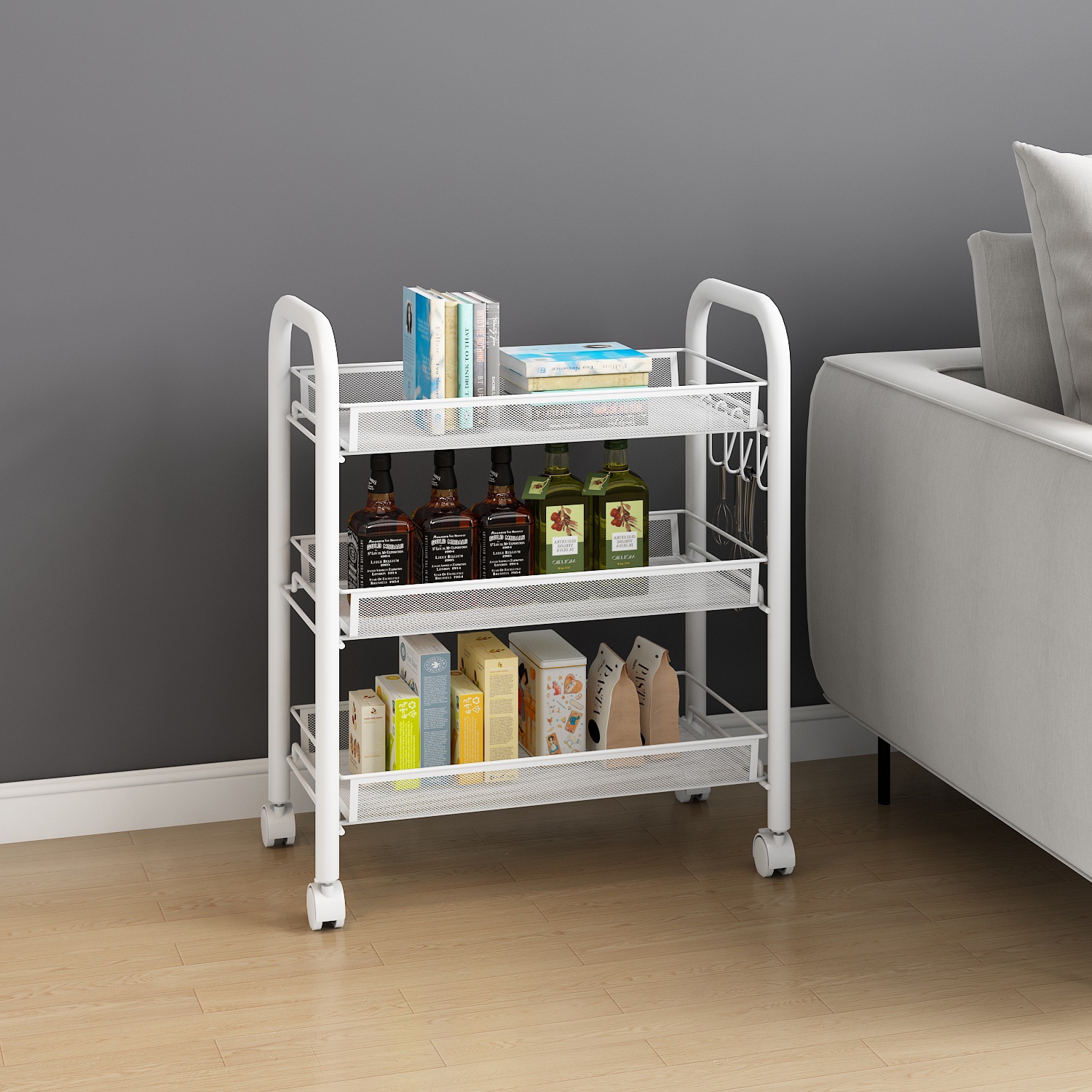 Estante de almacenamiento de cocina sala de estar baño carro móvil multicapa cesta de verduras