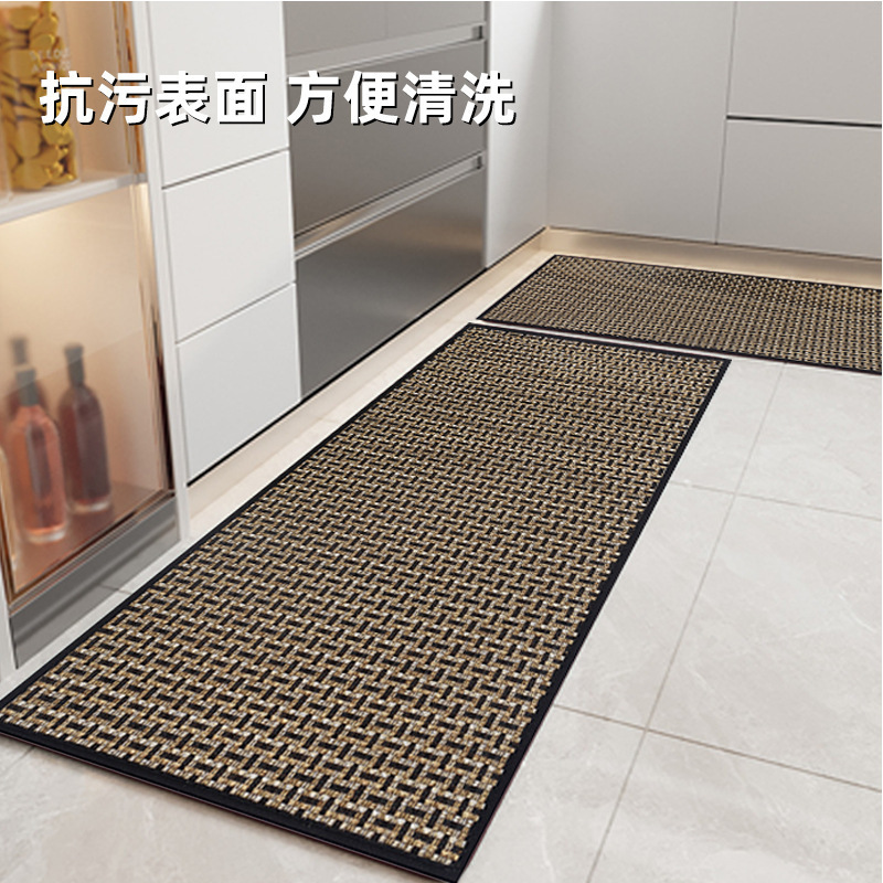 2-Piece Kitchen Carpet and Mat Set, Non-Slip and Washable, Kitchen Absorbent Running Carpet, Farmhouse Woven Floor Mat