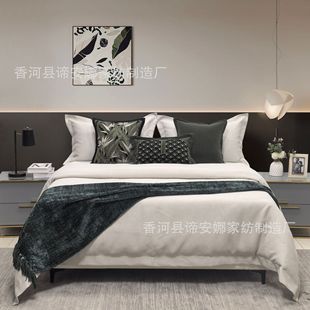 Home Textile Display Sample Bed Furniture Exhibition Hall Supporting Bedding Post-Modern Light Luxury Model Room Soft Decoration Bedding