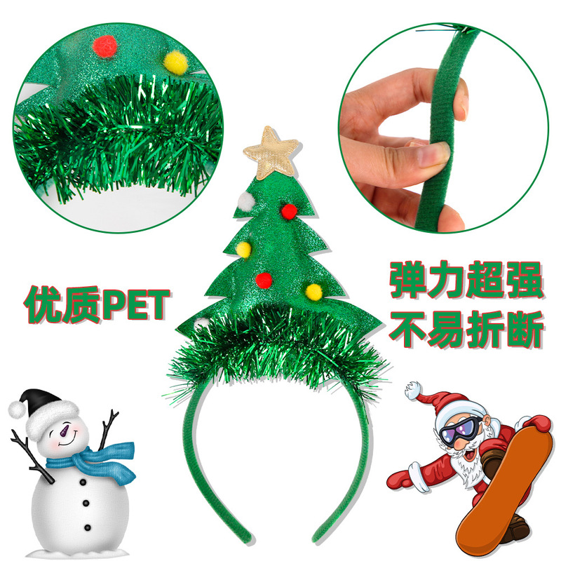 クリスマスパーティーの飾り付け用ヘッドバンド、子供用クリスマスコスチューム、写真撮影用小道具、リボン付きクリスマスツリーヘッドバンド、ヘッドウェア|undefined