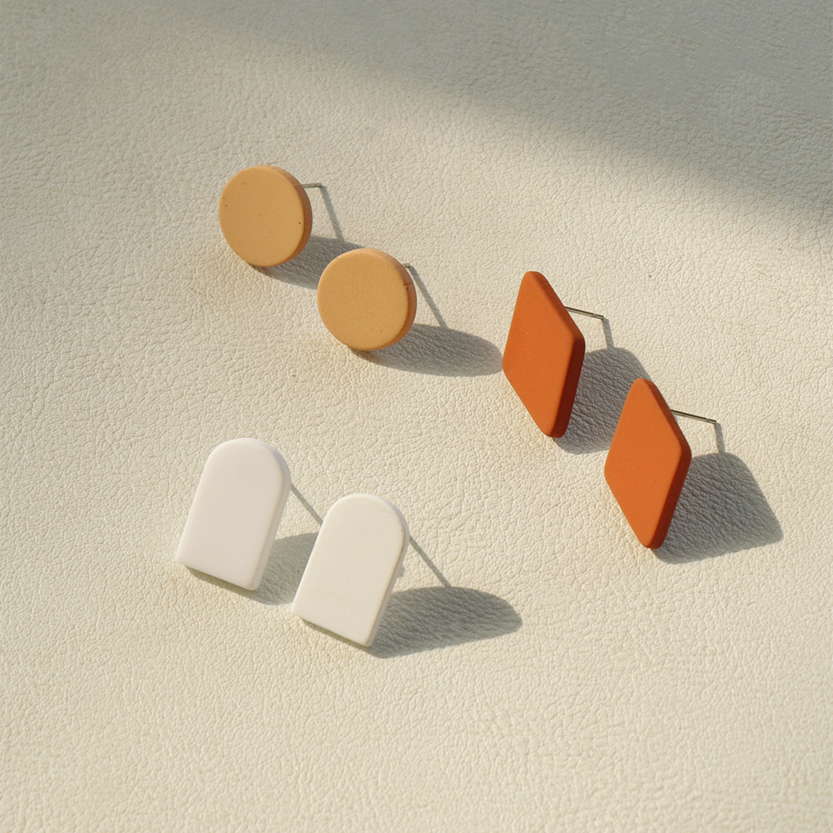 Daily Occasion 3 Pairs Simple Style Geometric Soft Clay Women's Ear Studs