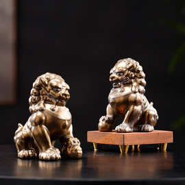 招财门狮陶瓷茶宠可养茶玩茶桌茶台装饰茶具配件麒麟精品家居摆件