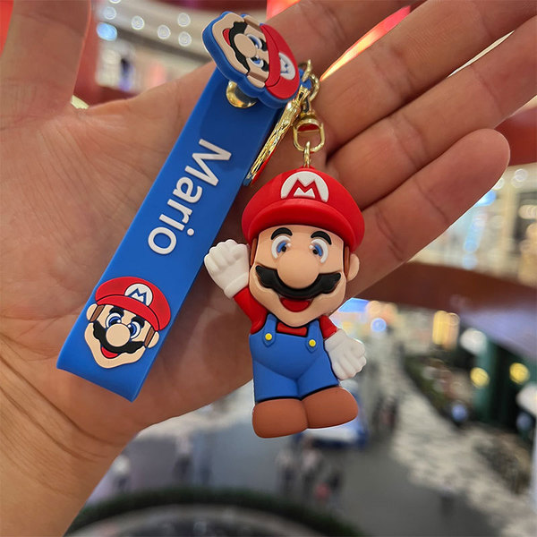 Super Mario Doll Keychain Cartoon Car Keychain Accessory Backpack Pendant Key Ring Fun Pendant