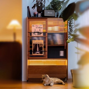 Wall Cabinet Next to Tv Cabinet, Living Room Cherry Wood Storage Cabinet, Wall-Mounted Solid Wood Cabinet, Storage Cabinet