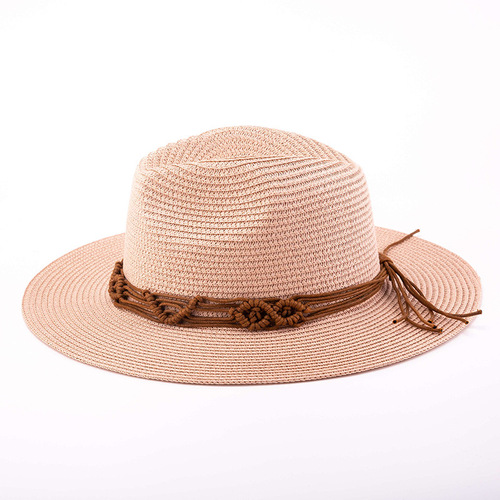 Spring and summer straw woven men and women's neutral straw hats, personalized fashionable and simple decorative hats, summer sunshade hats, casual top hats