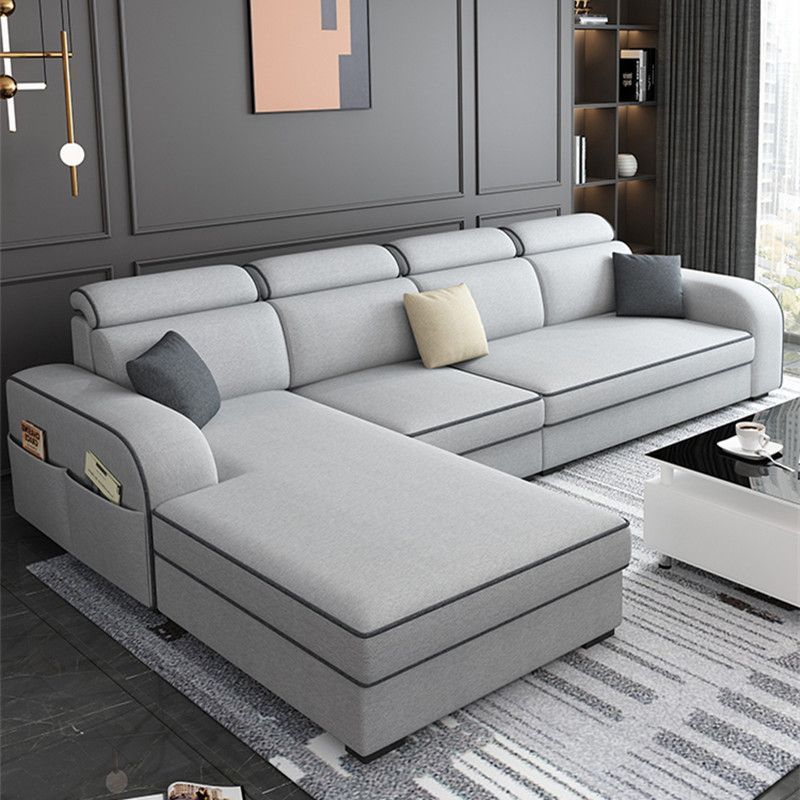 New Model Chaise Lounge Sofa for Living Room, Tech Fabric Sofa for Small Spaces, L-Shaped Fabric Sofa, Dual-Purpose Combination, Foldable, Simple Wooden