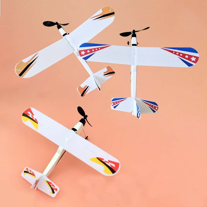 Rubber Band Powered Aircraft Glider Foam Science and Education Model Aircraft Manual Assembled Aviation Parent-Child Outdoor Children's Toys