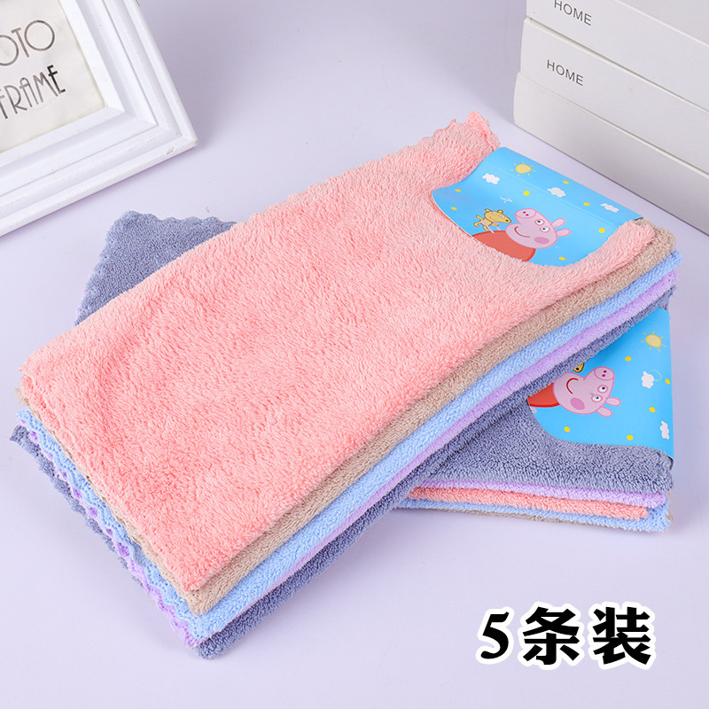5 Pack coral fleece card towel lace long fleece 30*30 thick square towel absorbent does not drop hair towel clean multi-function towel 5 Pack coral fleece card towel lace long fleece 30*30 thick square towel absorbent does not drop hair towel clean multi-function towel