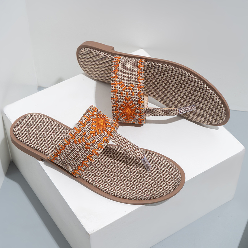 Cfxxy-149 žabky zahraničního obchodu, módní výšivky, pantofle, dámské pantofle, plážové lněné sandály, dámské boty_voghion.com