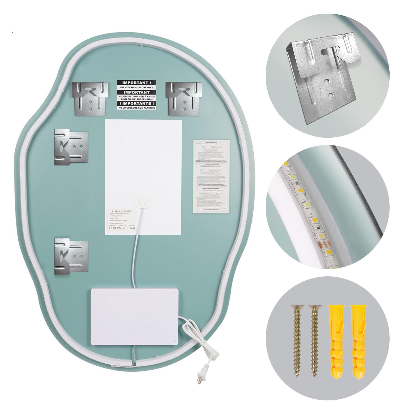 Comercio exterior papa forma especial inteligente led espejo de maquillaje colgante de pared dormitorio tocador espejo de baño pared colgante con luz Amazon