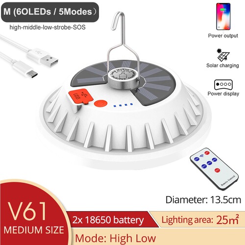 Cross-border best-selling LED night market light solar charging flying saucer light strip emergency power bank mobile solar light
