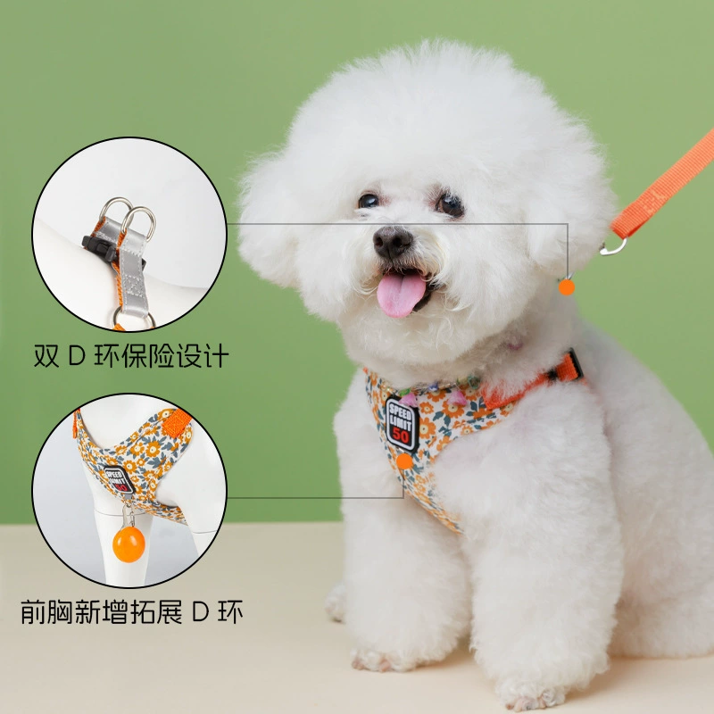 Поставки для домашних животных дышащие собачьи грудные ремни собачьи принты собачьи веревки маленькие средние собаки новые оптовые поводки для домашних животных