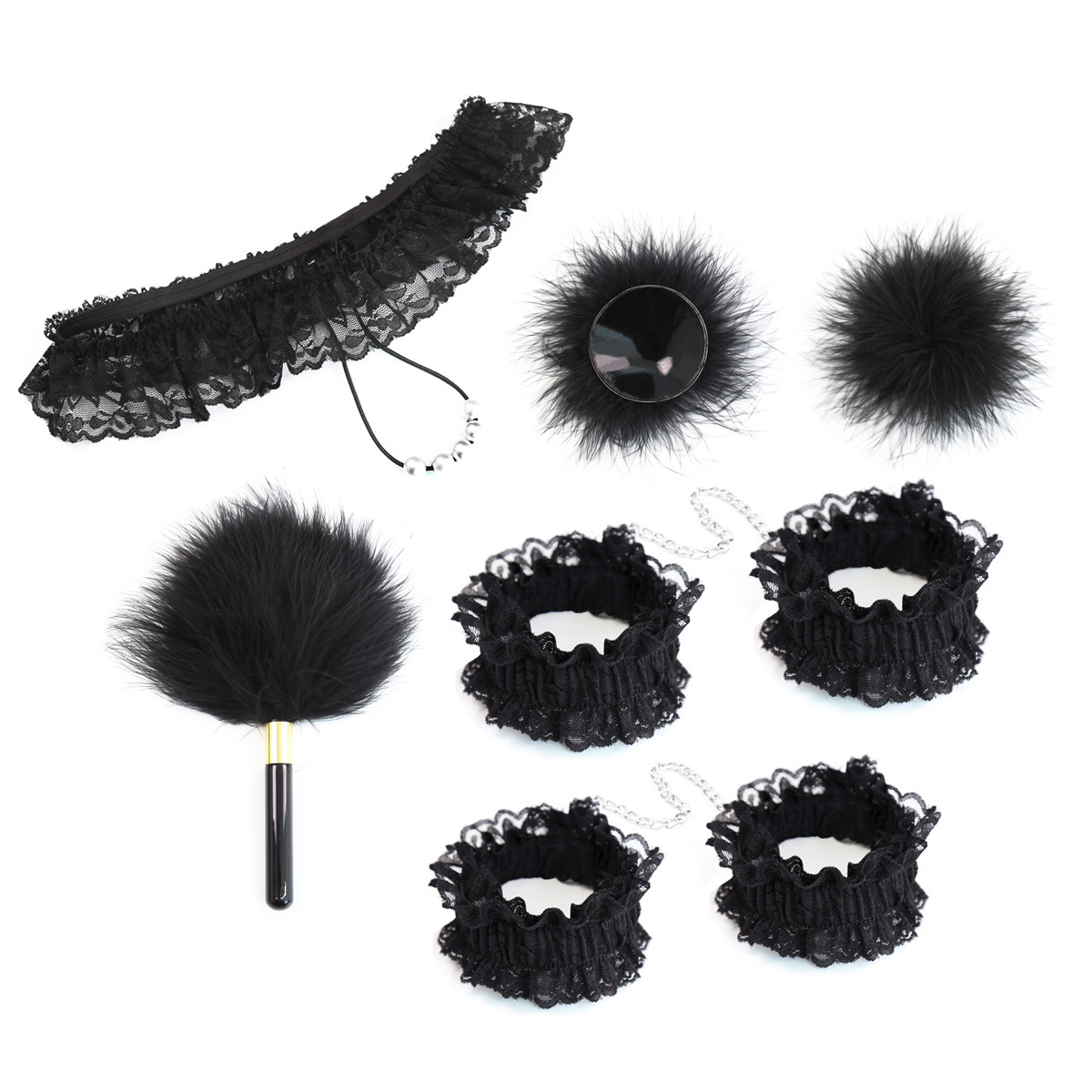Tienda de fábrica smsexy lencería sexy encaje hueco perla Tanga mano pluma pecho pegatinas sujetador traje image 12
