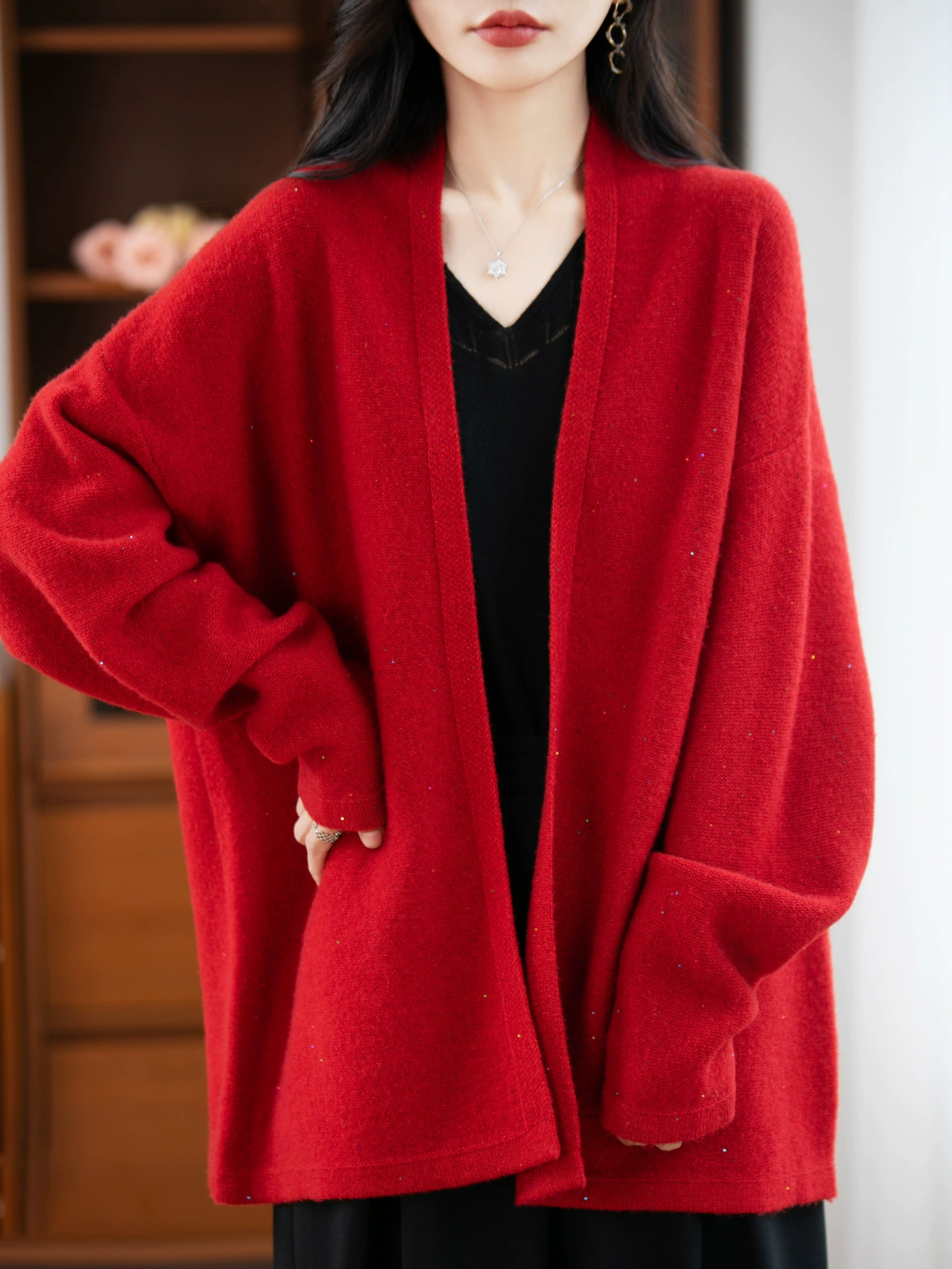 Шерстяной кардиган, демисезонное пальто, свитер, oversize