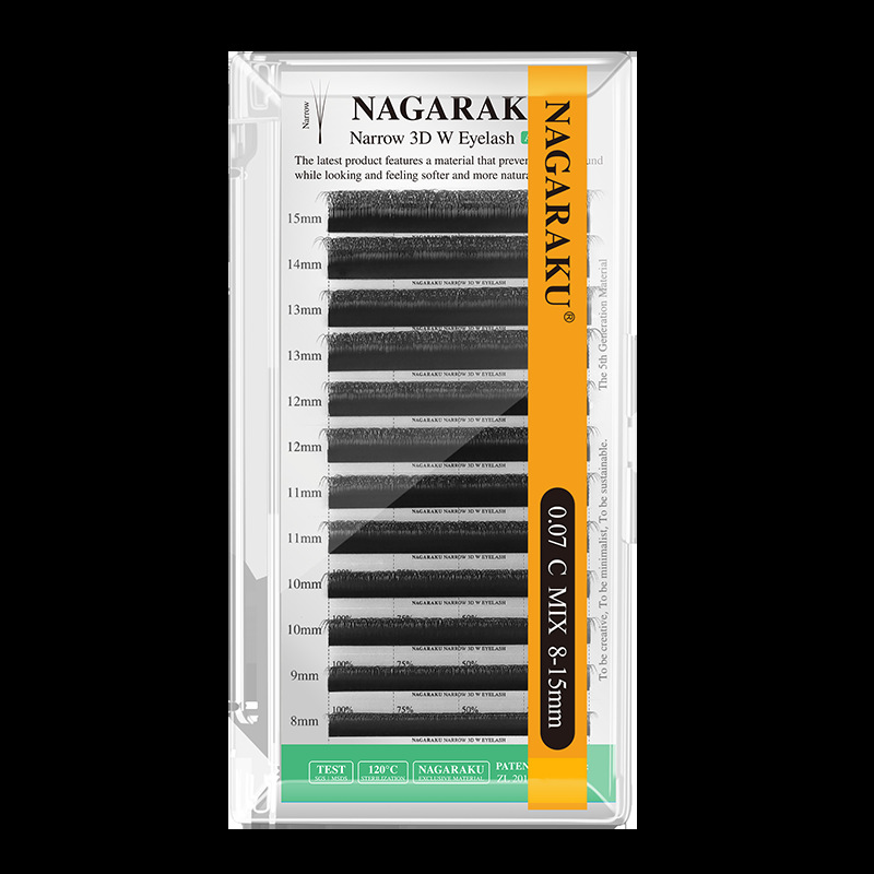 NAGARAKU trébol estrecho, pestañas injertadas, aire súper suave, raíces, pestañas postizas de cifrado natural 3D en forma de W