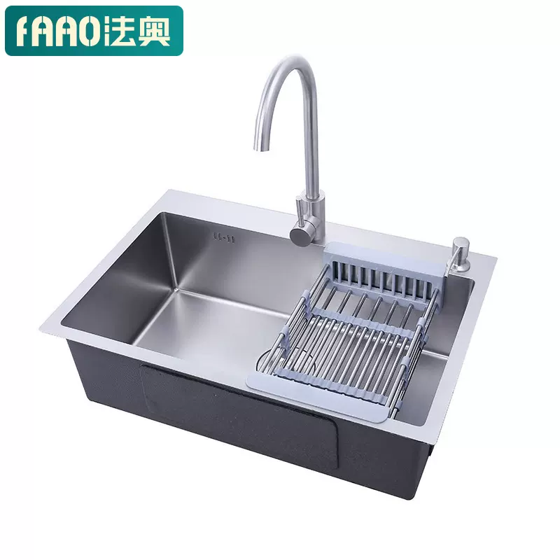 法奥卫浴 厨房304不锈钢手工水槽双槽 洗碗盆洗菜盆套装防漏
