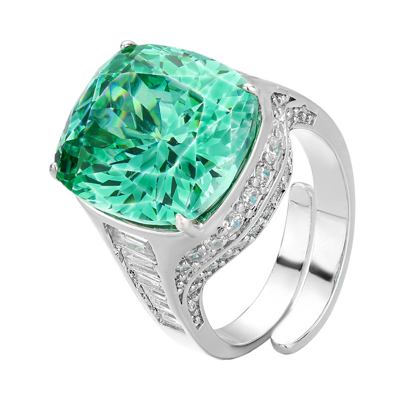 2025 Zhuangshengsheng joyería fondo de cobre chapado en oro simulación de moda retro anillo verde para mujer 14*16 al por mayor