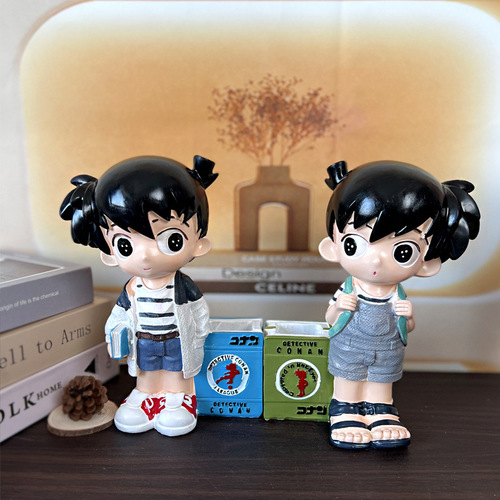 L0213 SF Large-Sized Conan Gun-Shaped Piggy Bank, Cute Cartoon Shinichi Savings Jar, Resin Decorative Item—Perfect Gift for Students