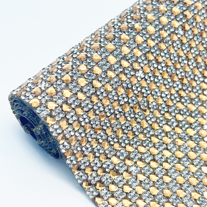 Parche de diamantes de imitación de vidrio de color brillante intermitente, adhesivo de malla de fondo, pegatina de diamantes en caliente, pegatina de diamantes decorativa de bricolaje, accesorios de ropa, pegatina de diamantes