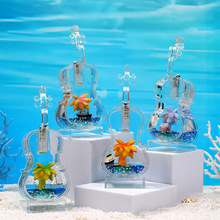 海洋文创小提琴带灯入油流沙漂流瓶景区海洋馆工艺品解压沙漏玩具
