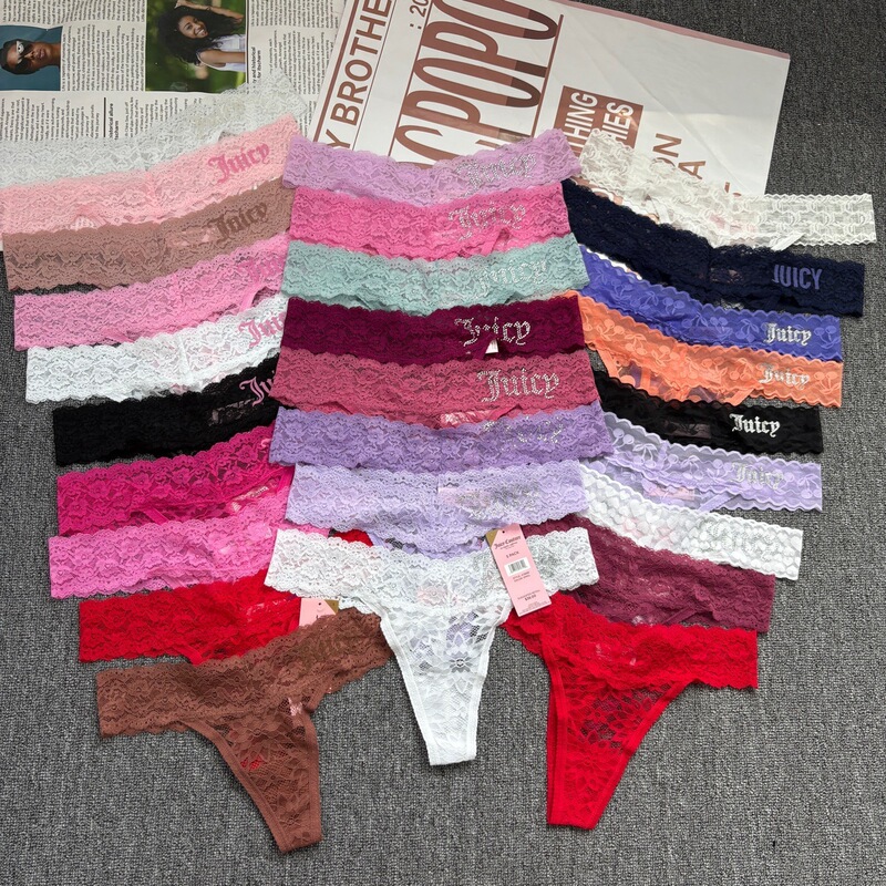 Women's Thong Sexy Spice Girl Charming Juicy Couture Lace T-Back