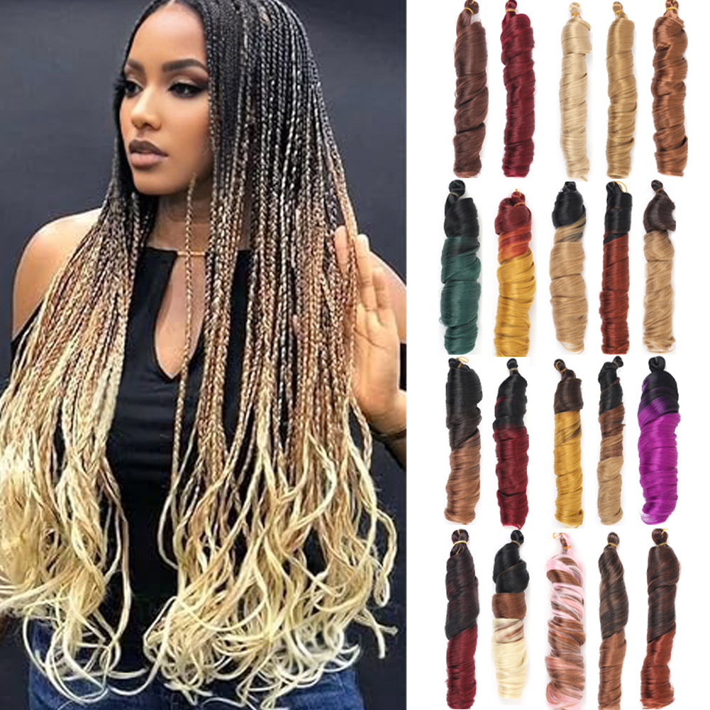 Extensiones de Cabello de Crochet de 24 Pulgadas, Cabello Sintético Ondulado Grande, 150g de Cabello Largo y Rizado, Multicolor, Estilo de Comercio Exterior Transfronterizo