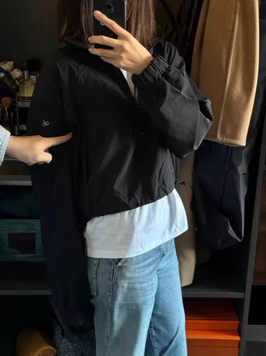 オリジナルブランド A ファミリー LO 日焼け防止服防風ジャケットスタンドカラールーズショート日焼け防止服女の子通気性薄い屋外長袖|undefined