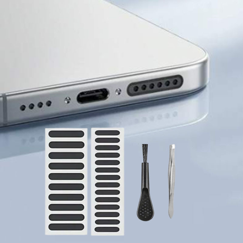 Type-C USB Toz Koruma Kapağı Telefon Şarj Girişi Metal Toz Koruma Kapağı Fırçalı Temizleme Seti