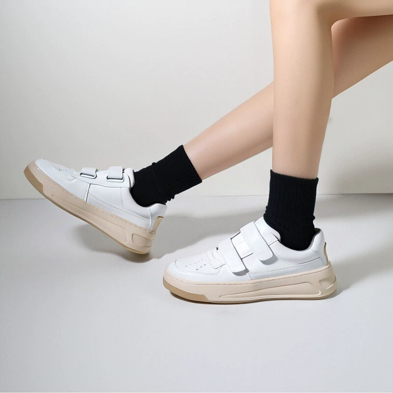 2025 новые белые кроссовки в европейском и американском стиле на каблуке, на липучке, модные универсальные износостойкие женские удобные туфли на плоской подошве
