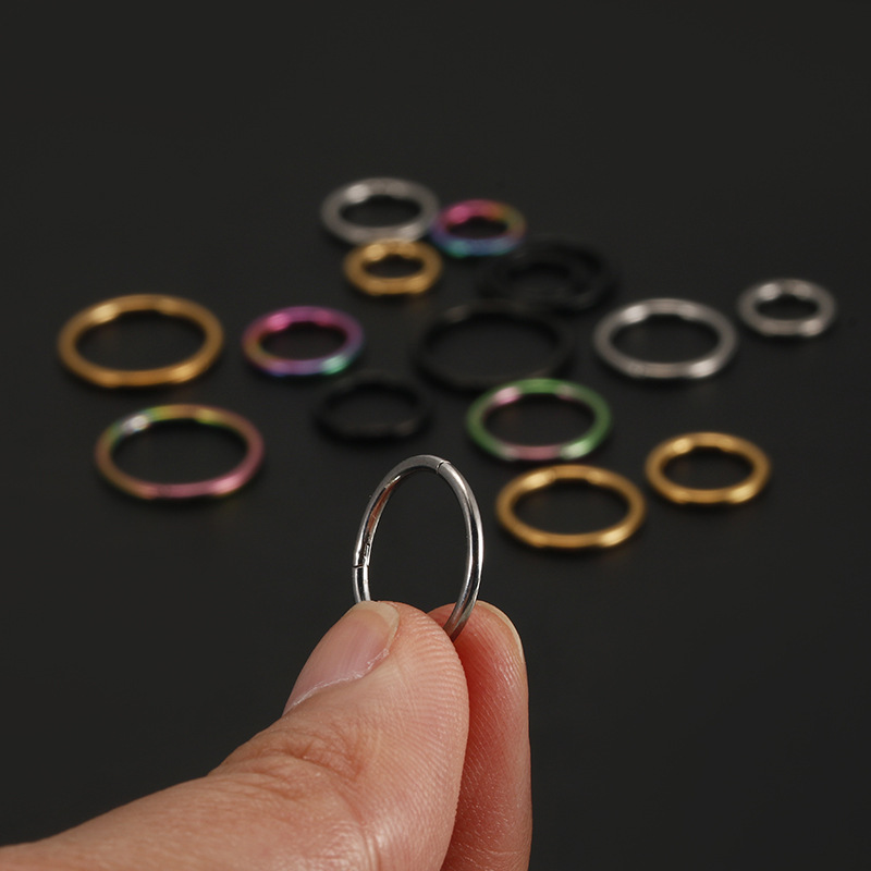أسلوب بسيط دائرة ستانلس ستيل تصفيح خاتم الأنف حلية تلبس في الأنف display picture 4