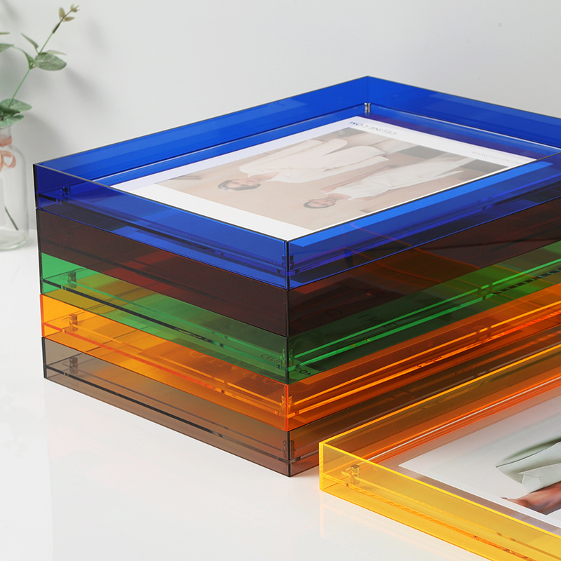♔ Acrylic Photo Frame, Colorful Picture Frame, Transparent Photo Frame, Tabletop A4 Photo Poster Mounting Frame, Wall-Mounted Art Wall Decoration