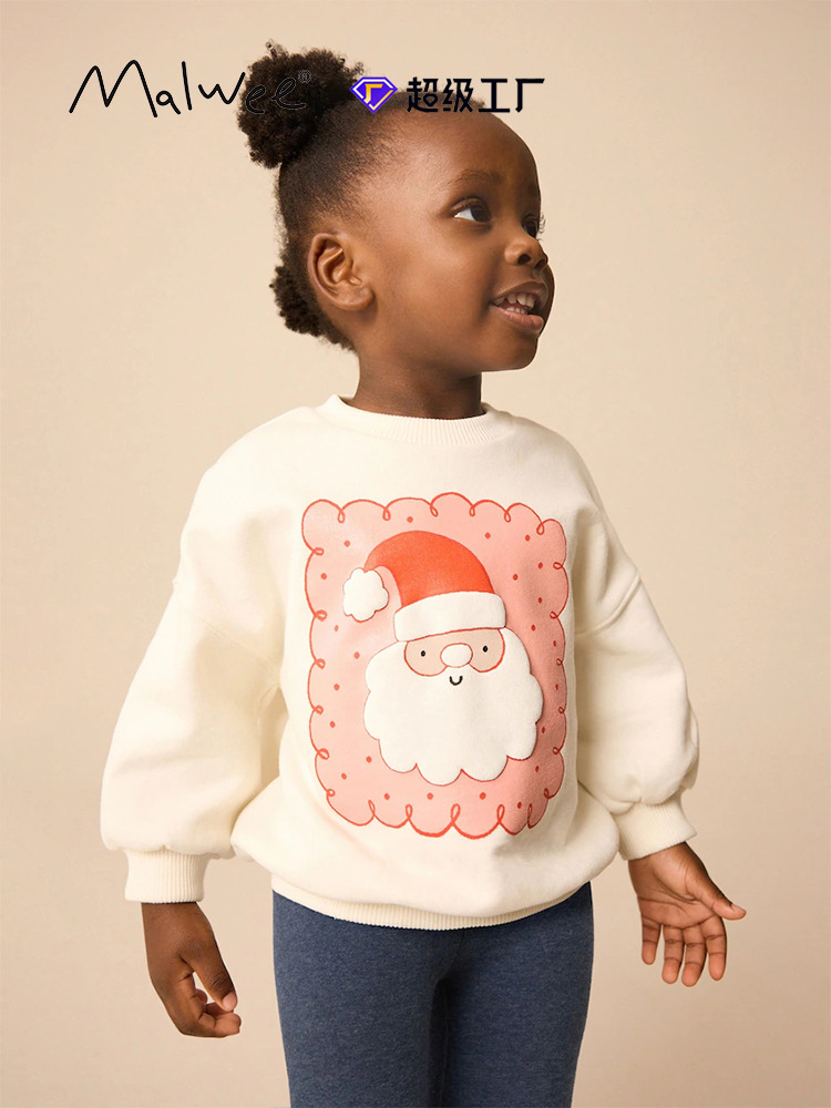 Cross-border malwee niñas suéter otoño y invierno nuevo estilo europeo y americano niños de cuello redondo manga larga encantadora impresión camisa casual image 1
