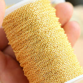 18k金保色扁O字链条diy手链项链延长链饰品手工十字链材料配件