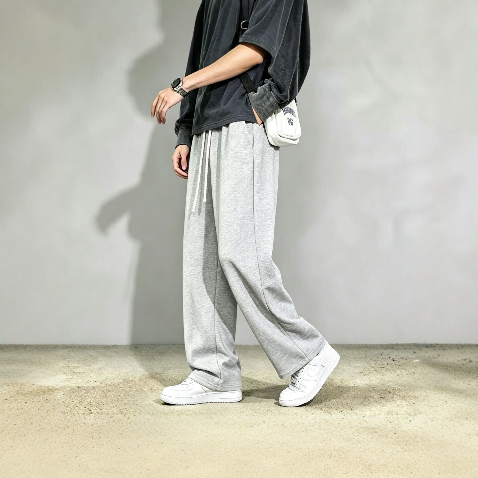 潮仑布跨境日韩休闲裤男士宽松直筒裤垂感百搭运动裤工厂现货订单