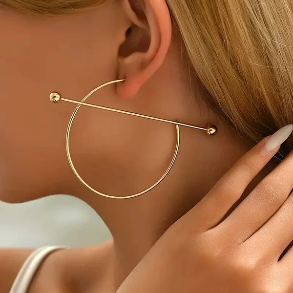 European and American Cross-border Source Retro Niche Gothic Punk Style Earrings Simple Line Round Pin Distinctive Earrings for Women