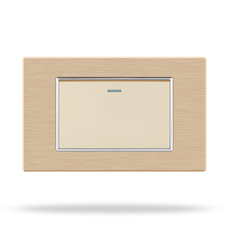 外贸一二位自由组装3孔五孔十孔铝拉丝金色120型开关插座墙壁暗装