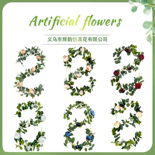 仿真尤加利芍药牡丹花玫瑰条绿植藤条藤蔓装饰 桉树叶仿真花藤条