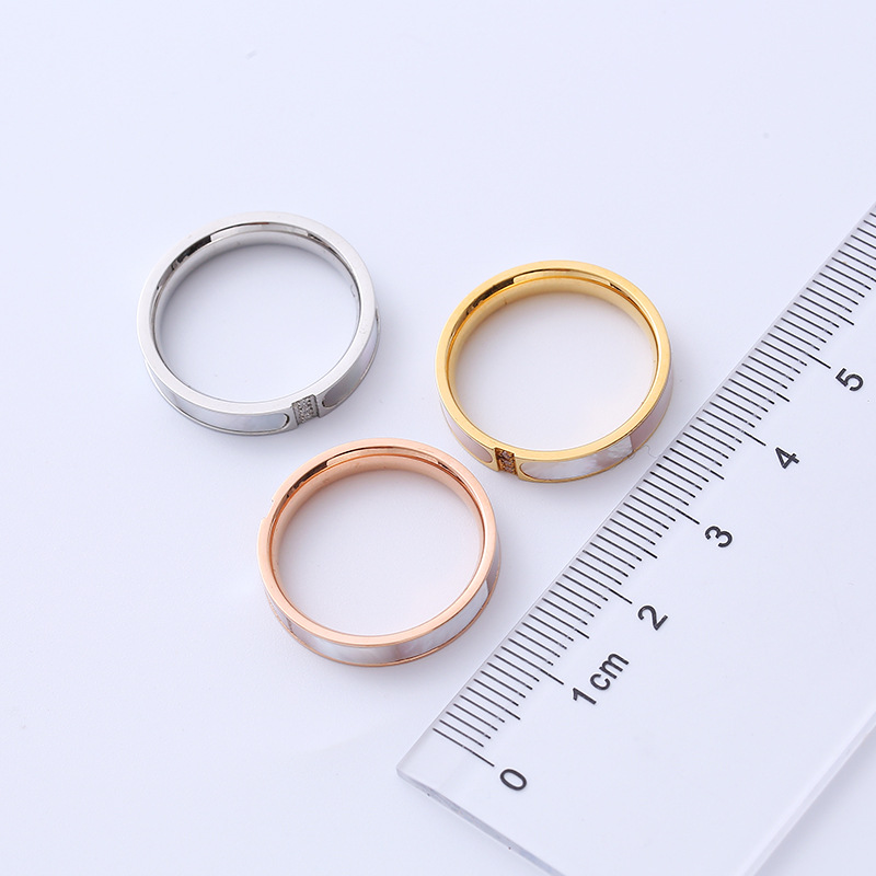 Daily, Birthday Occasion 304 Stainless Steel Material Geometric Pattern Wholesale Jewelry Simple Style Geometric 304 Stainless Steel Shell 18K Gold Plated Inlaid Zircon Stainless Steel Rings